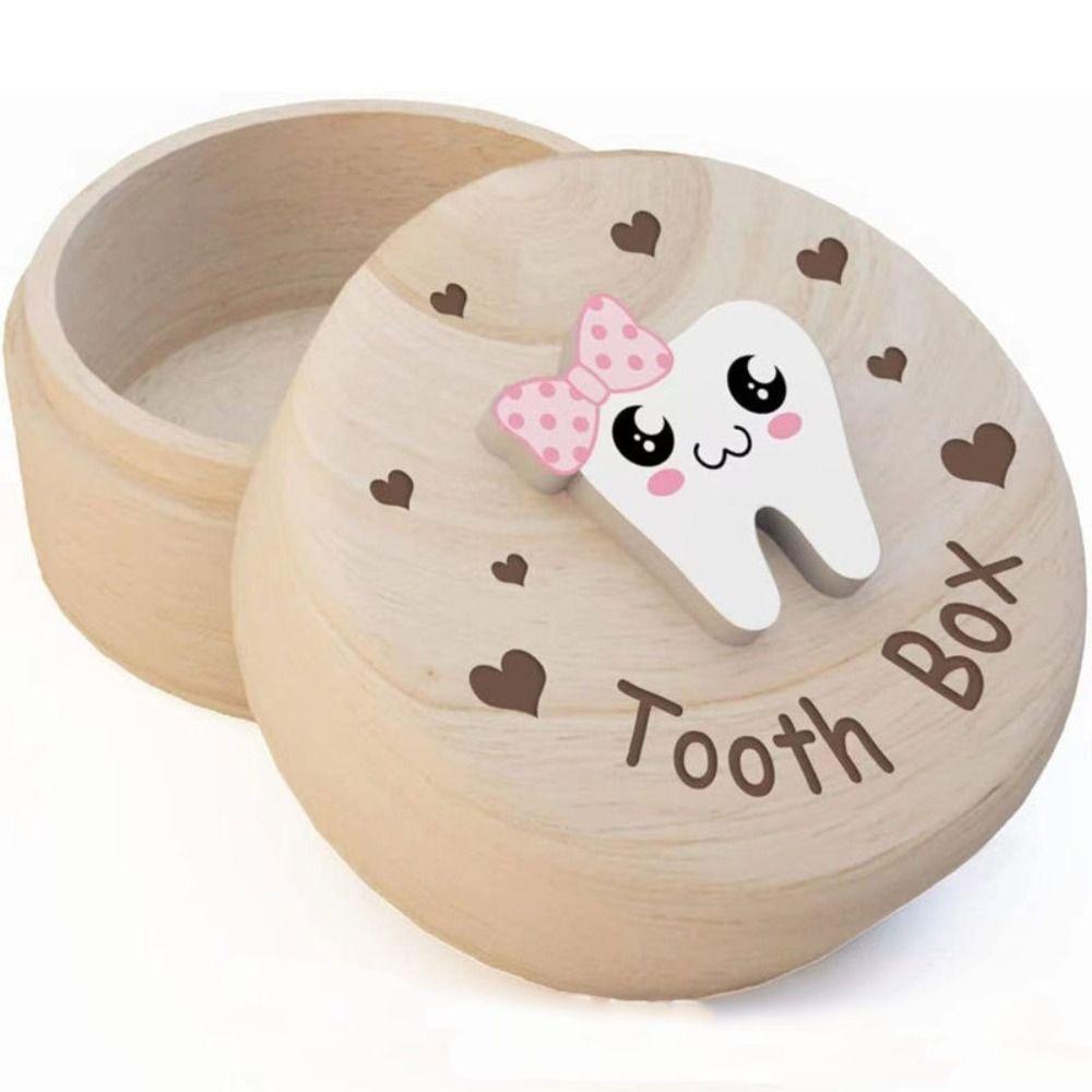 Wooden Milk Teeth Organizer Save Gifts Tooth Storage Box Durable Umbilical Cord Box
