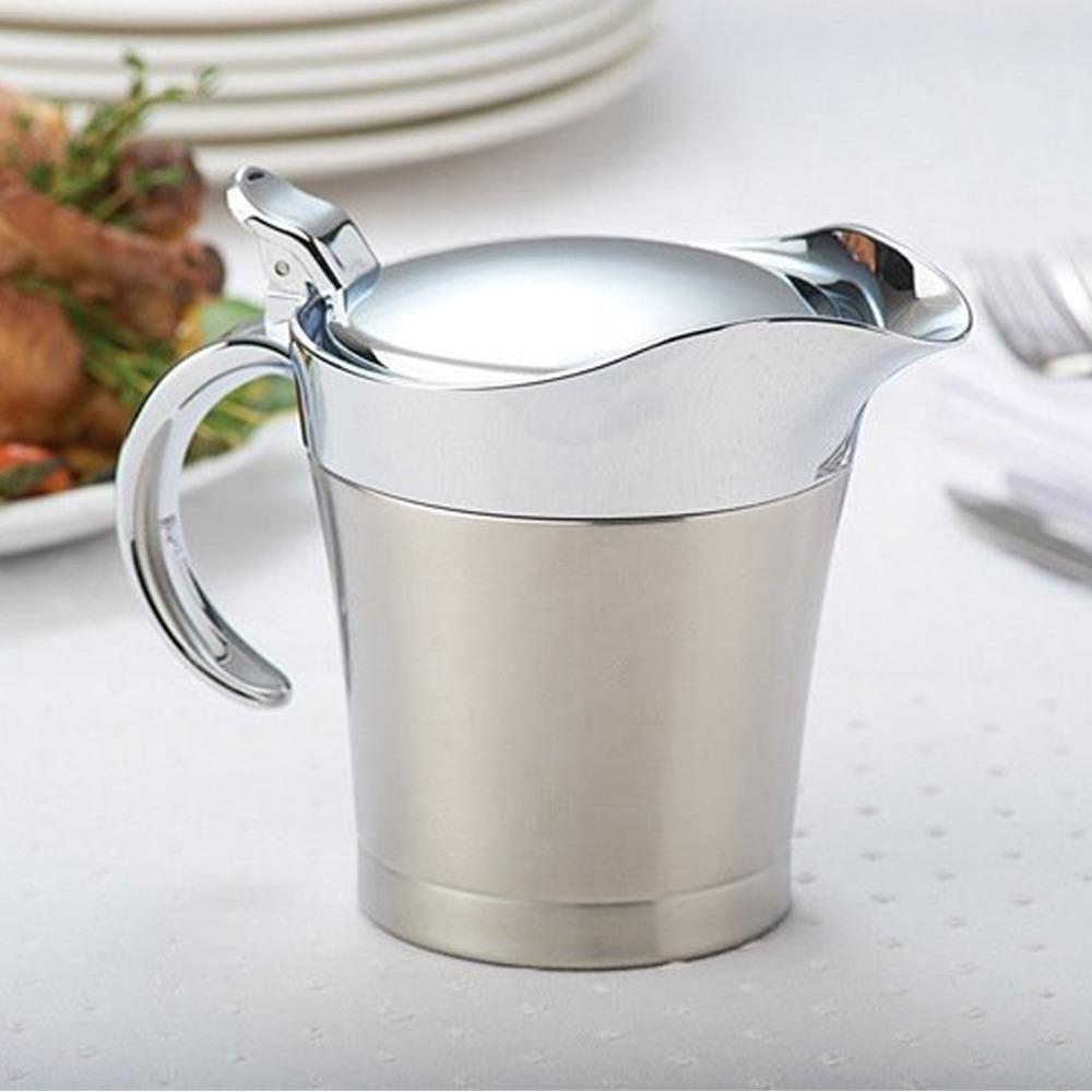 304 Stainless Steel Gravy Boat Double Wall Insulated Sauce Storage Container Sauce Jug Home Use