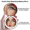Мини-портативное складное дорожное зеркало со светодиодной подсветкой, компактное зеркало для макияжа, 10-кратное увеличение, двустороннее, круглое зеркало для макияжа