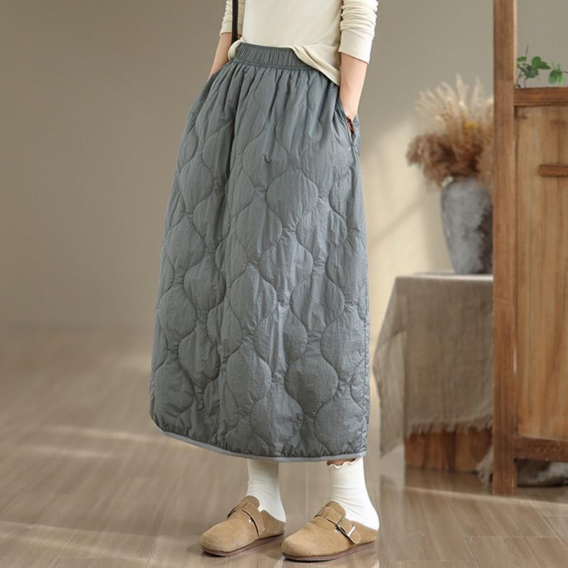 Хлопковая подкладка большого размера Высокая талия винтажная весна осень зима повседневная свободная длинная женская юбка женская юбка