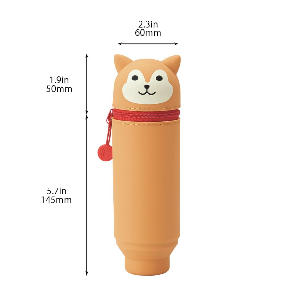 LIHIT LAB Чехол-подставка для ручек PuniLabo Shiba Inu A7712-2 - Органайзер для канцелярских принадлежностей с милым дизайном собаки