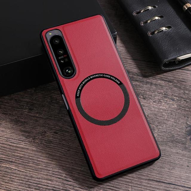 Магнитный чехол Magsafe для Sony Xperia 1 10 5 IV, чехол Magsafing с беспроводной зарядкой для Sony Xperia 1 IV 10 5 III, кожаный противоударный чехол с ощущением кожи