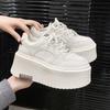 Platform White Shoes Women's Early Spring New Versatile Sports and Leisure Shoes Heightening Lace-up Board Shoes Women