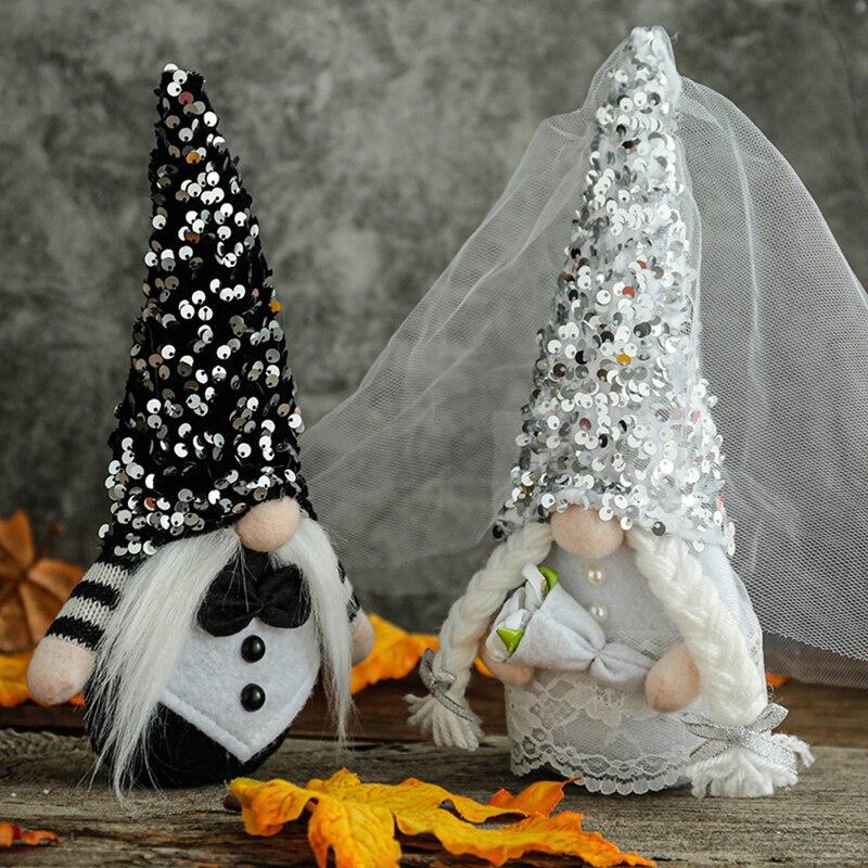 Wedding Gnome Bride & Groom,MR.&MRS.Gift For Wedding And Engagement , Anniversary Presents,Valentine's Day,Home Collectible Figurines