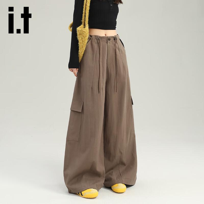 Izzueit Women's Tencel Blend Casual Wide-Leg Cargo Jeans