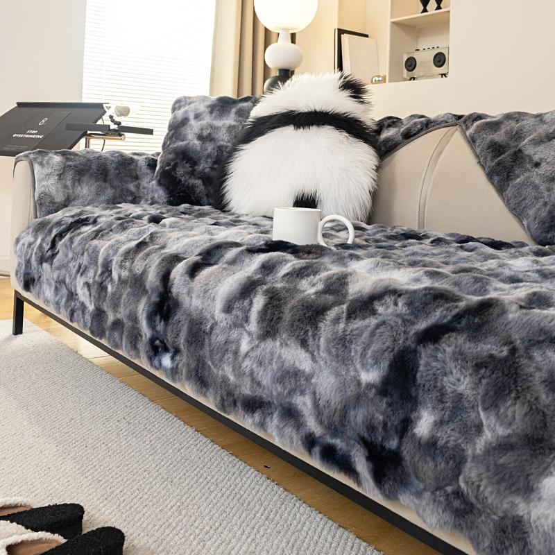 Чехол для дивана из плюшевого градиентного бархата для зимнего тепла, утолщенный плюш, нежный и мягкий, любимый диван для домашних животных с защитой от скольжения