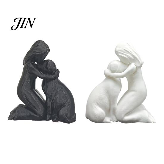 Moisture-proof Home Decor 3D Printed Girl with Dog Figurine Ornament, Minimalist Squatting Pose Pet Lover Gift Sculpture, Healing & Decoration,