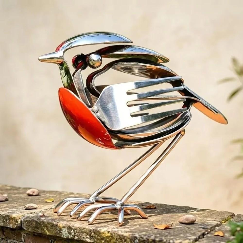 Eco-friendly Scrap Metal Bird Statue Handmade Recycled Bird Ornament Desk Decor