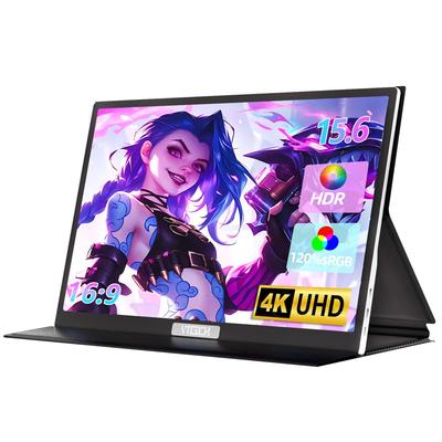 4K Мобильный монитор дюйм UHD HDR Портативный игровой монитор sRGB Легкий металлический сенсорный экран Mini HDMI Для путешествий для Switch 15.6 120% Type-C Ноутбук, ПК,