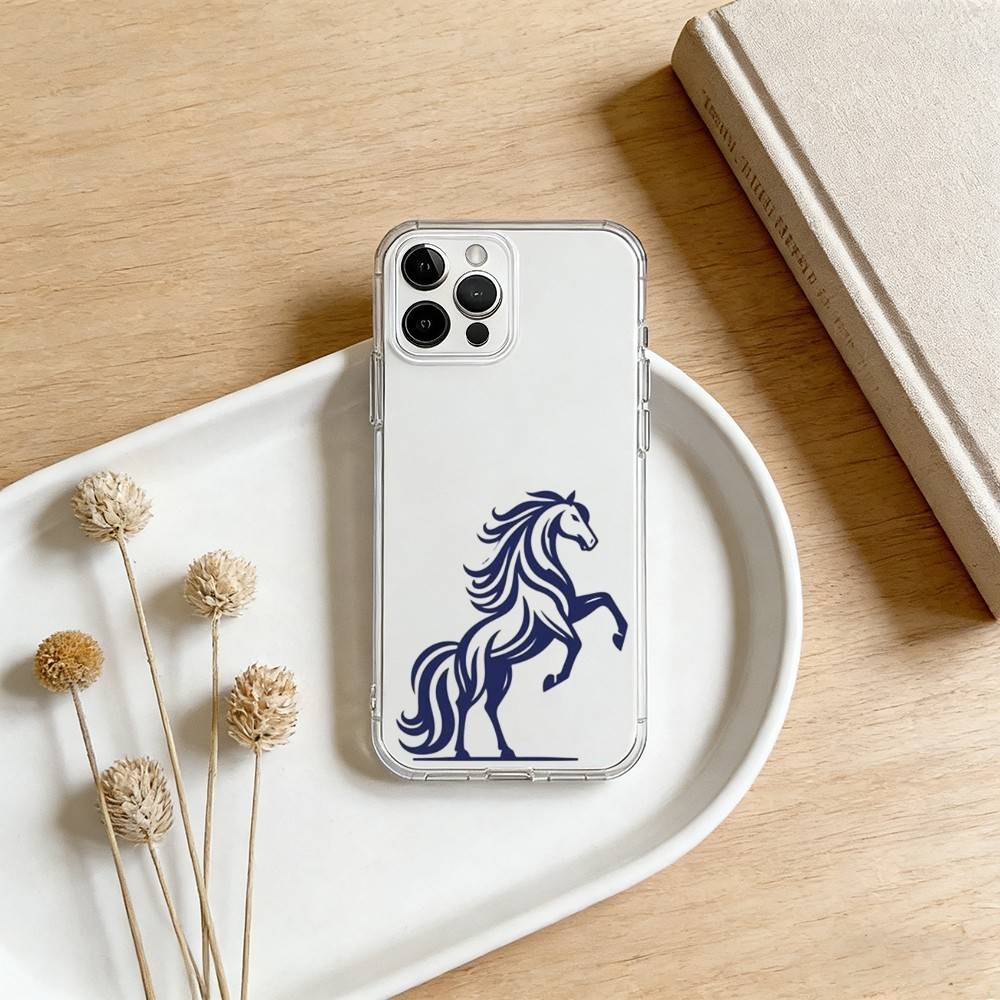 Чехол для телефона с рисунком бегущей черной лошади для iPhone 17 16 15 14 13 12 11 Mini Pro Max Plus Прозрачный чехол