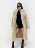 Long imitation beach sheep fur coat women's large lapel thickened long hair environmentally friendly fur coat autumn and winter coat