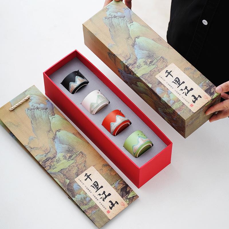 Ceramic Mastery Hand-Painted Retro Teacup - Chinese Style Gift with Custom Logo Packaging