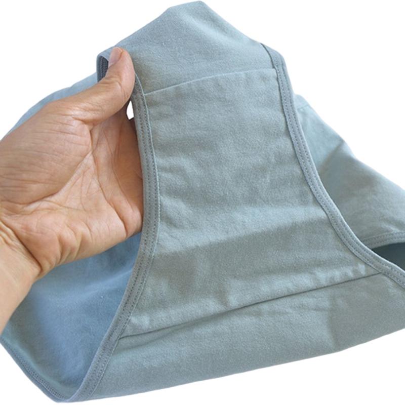 Women's Solid Color Cotton Mid-high Waist Briefs Elastic Waistband Unrestrained Perfect Hip Wrap Charming Panties