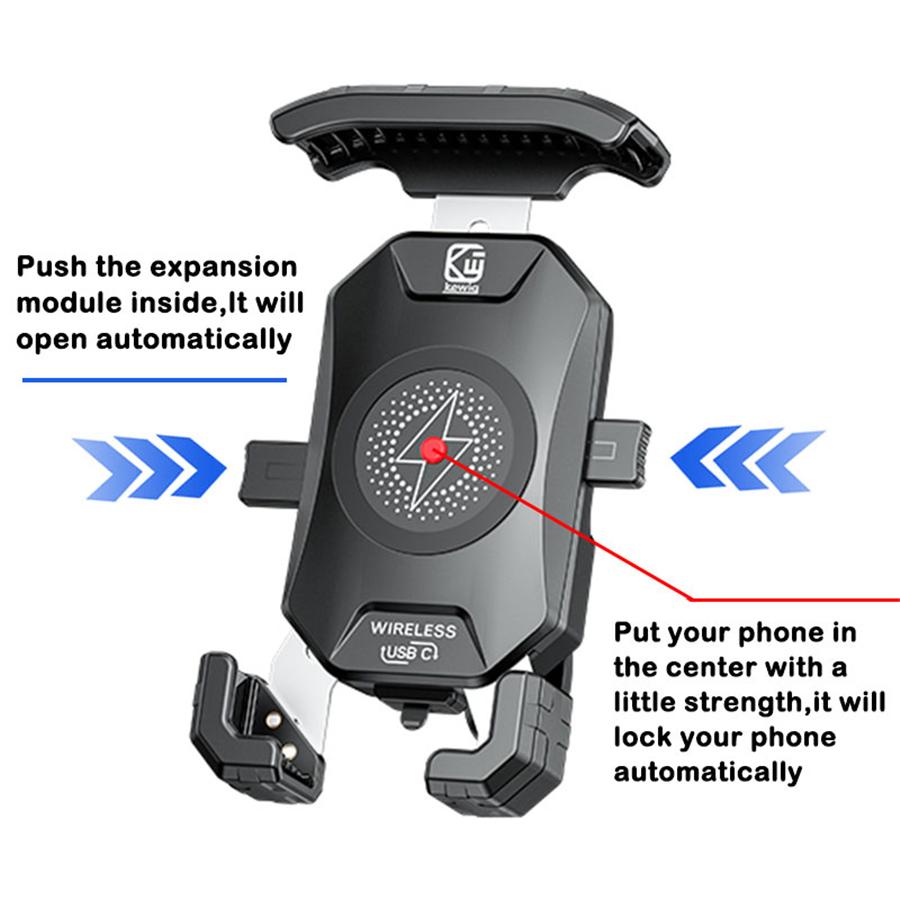 Motorcycle 360° Rotation Phone Holder QC 3.0 USB Quick Charger Wireless Charger