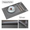 HappyHome Placemats, Set of 4, Reversible, Water-Repellent, Stain-Resistant, Washable, Easy to Clean, 30 x 45 cm (Silver)