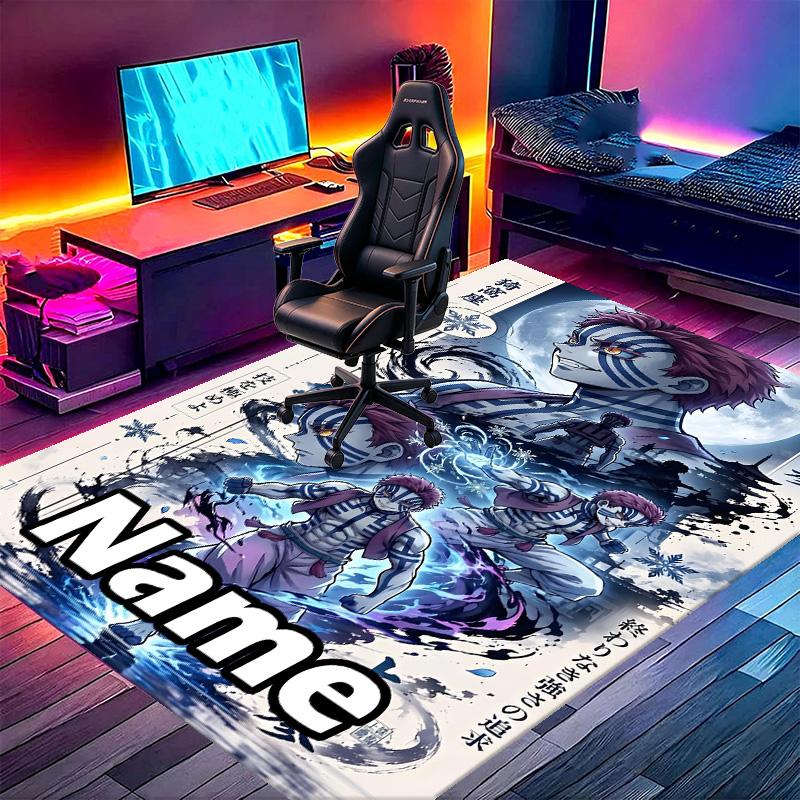 Custom Name Personalized Demon Slayer Print Carpet, Versatile Home Decor Rug, for Playroom, Apartment, Balcony, Entryway, Hallway Gift