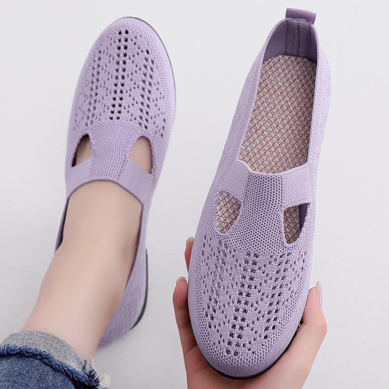 Старые пекинские тканевые туфли для матерей модные новые трендовые туфли-одиночки повседневные дышащие плетеные туфли с плоской подошвой на одной педали