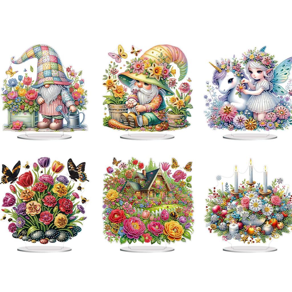 Acrylic 2D Flat DIY Table Top Diamond Painting Ornament Kits Desktop Diamond Art Kits Diamond Painting Desktop Ornaments Kit