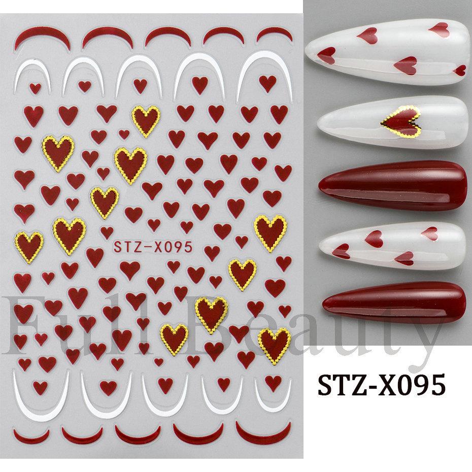 Nail Art Stickers Ins Valentine's Day Love French Bow Striped Adhesive Nail Stickers