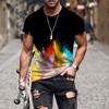 Summer Colorful 3D Digital Printed Short Sleeve Casual Loose Round Neck T-Shirts Men’s