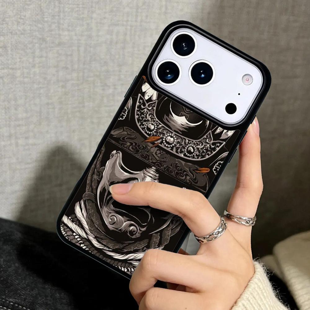 Чехол Case для iPhone 17 Air 16 Pro Max 15 Plus 11 13 Mini 14 12 Задняя крышка телефона Маска Самурая Шлем Воина
