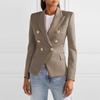 European and American Style Women's Suit, Fashionable Double-breasted Lion Metal Jacket