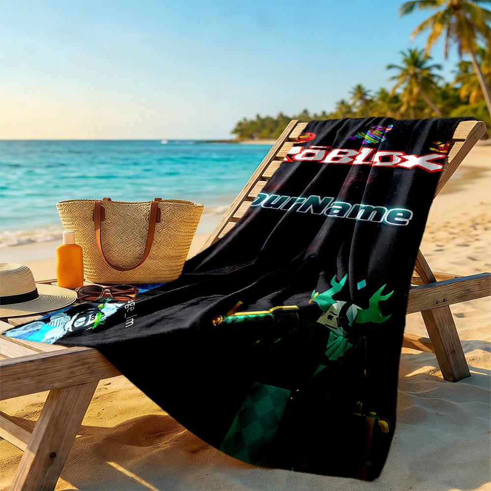 Roblox Customizable Name Beach Towel High Absorbency & Quick-Dry Suitable for Swimming Gym Camping Yoga Vacation