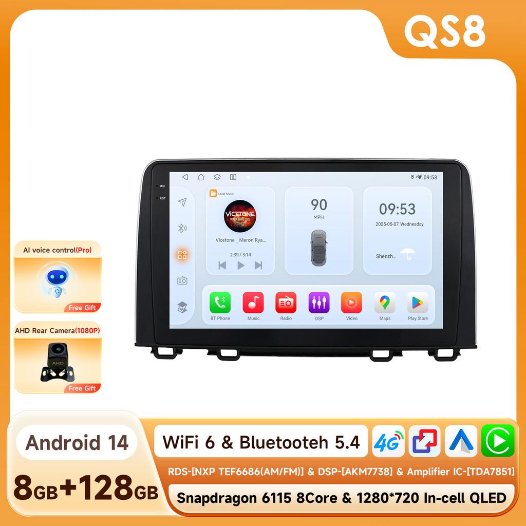 Car Intelligent Systems for Honda CRV 2017-2021 Stereo GPS Navigation Wireless Carplay DSP Multimedia Video player 4G WIFI Android Auto