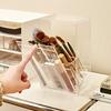 1/2PCS Acrylic Makeup Brush Storage Box, Transparent Makeup Brush Organizer with Adjustable Slots, Suitable for Dressing Table
