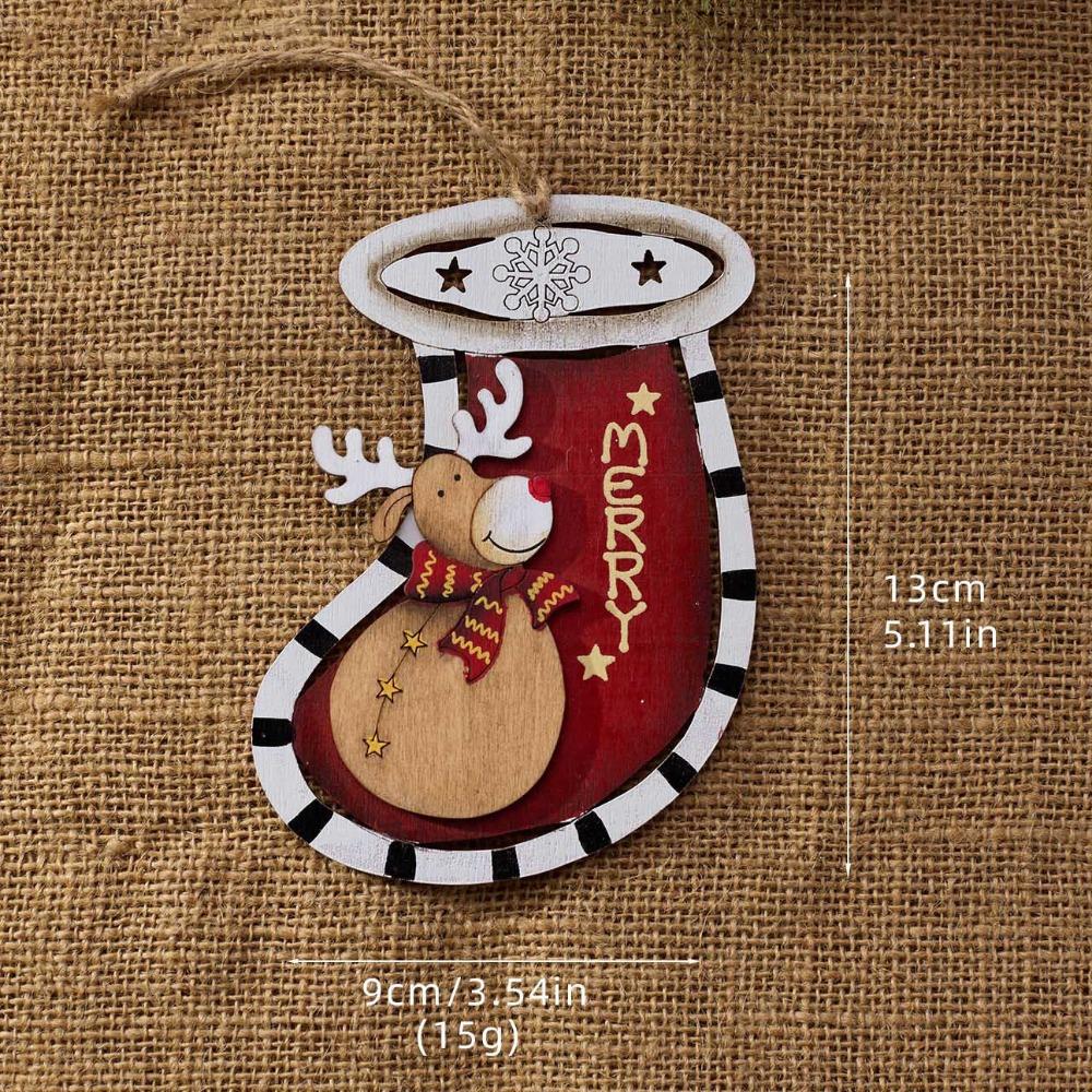 Rustic Gift Tag Pendant Wooden Christmas Hanging Charm Cute Christmas Tree Decor Holiday Party