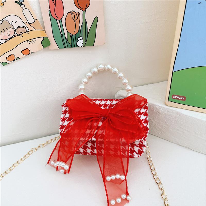 Elegant Pearl Red Childrens Handbag For Girls Featuring Breathable And Material Wearresistant