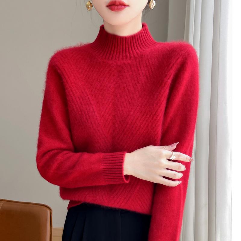 Женский кашемировый свитер Qinghe Cashmere 30% кашемир 70% шерсть Осень и Зима Кашемировый плотный пуловер Мягкий и теплый