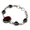 Carnelian Black Onyx Gemstone 925 Silver Plated Jewelry Bracelet 6-8"