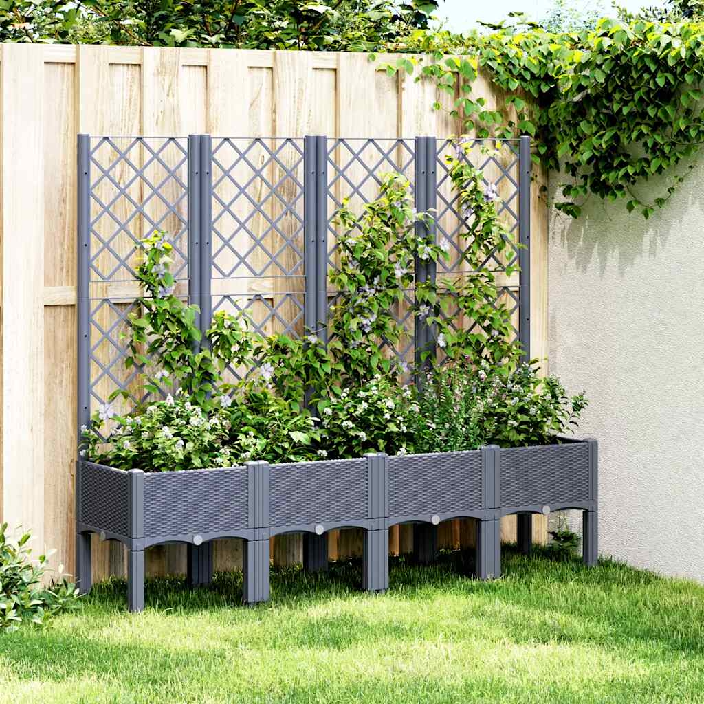 Planter with Trellis Blue Gray 160 x 40 x 142 cm PP