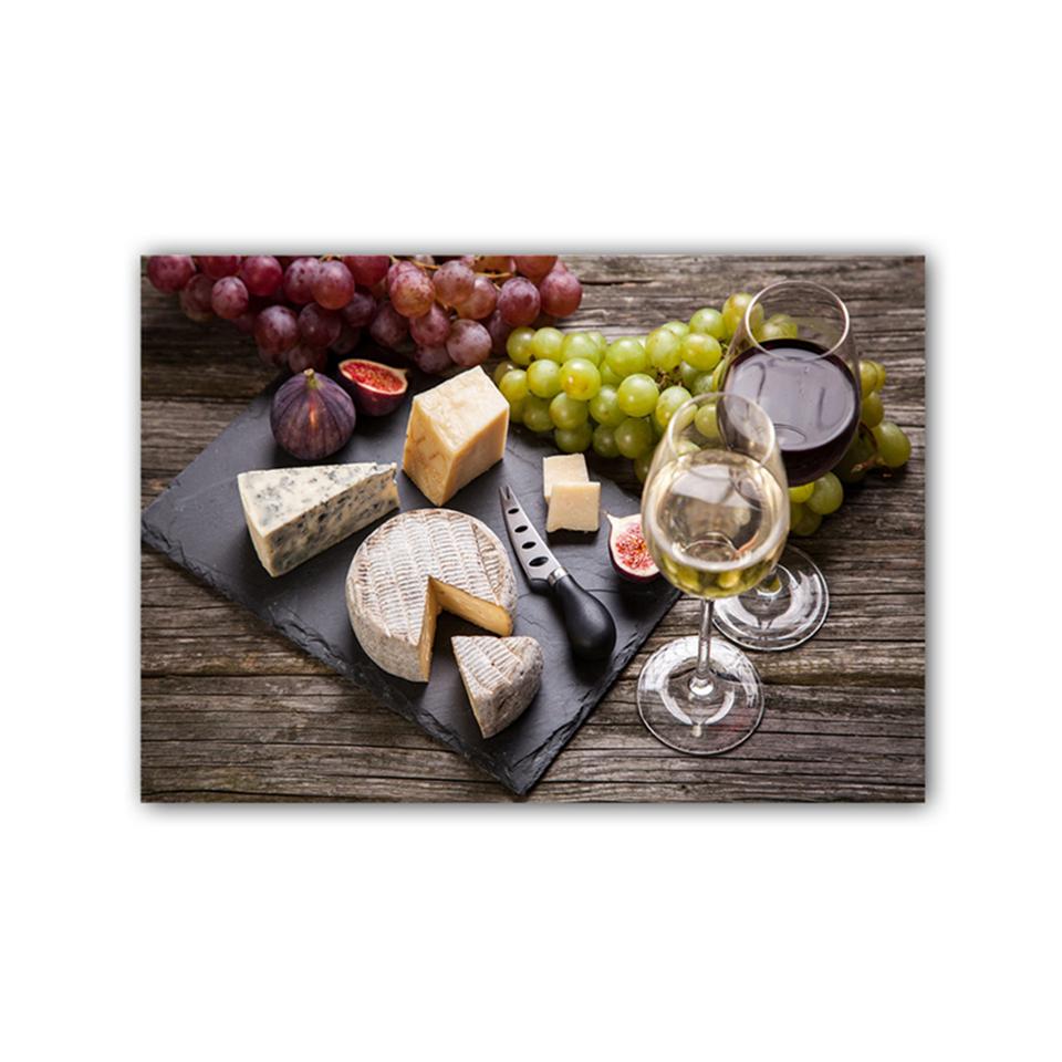 Овощи Фрукты Здоровая кухня Еда Холст Картина Греп Сыр Плакаты Печать Настенные картины Ресторан Столовая Декор