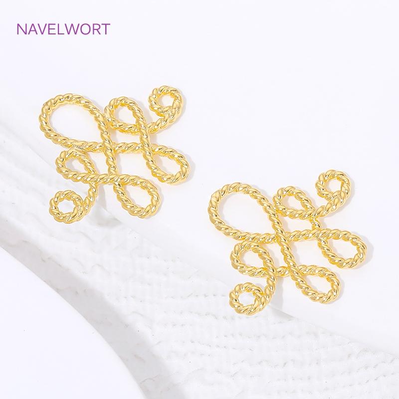 18K Gold Plated Brass Chinese Knot Connector Charms For Bracelets Findings,Connector For Jewelry,DIY Earring Making Accessories