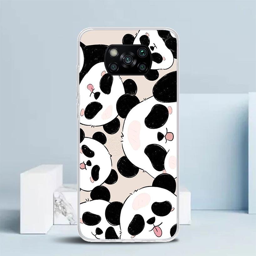 Cartoon Cute Panda Bear Phone Case For Xiaomi Poco F7 Ultra X5 X6 X7 Pro M7 Redmi 15C 15 13C 13 12C 12 10C 10 10A 9 9C 9A 9T Cov