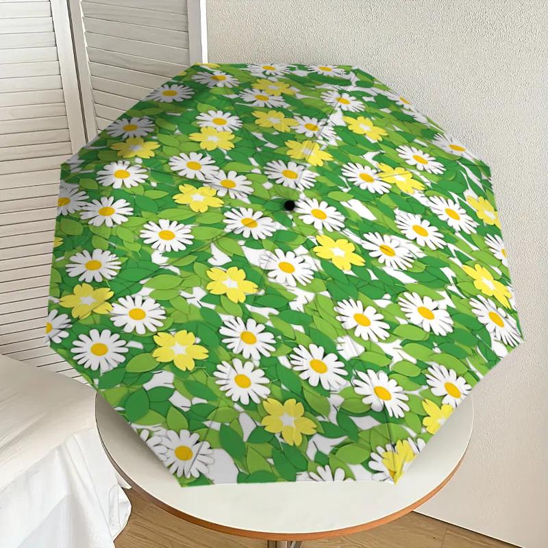 1PC Flowers Leaves Umbrella-8-Rib Reinforced Portable Folding Travel Suitable for All Seasons Outdoor Daily Use -J0359