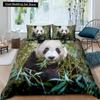 3D Panda Bedding Set Lovely China Black White Animal Duvet Cover King Queen Bamboo Comforter Cover 2/3pcs Polyester Quilt Cover