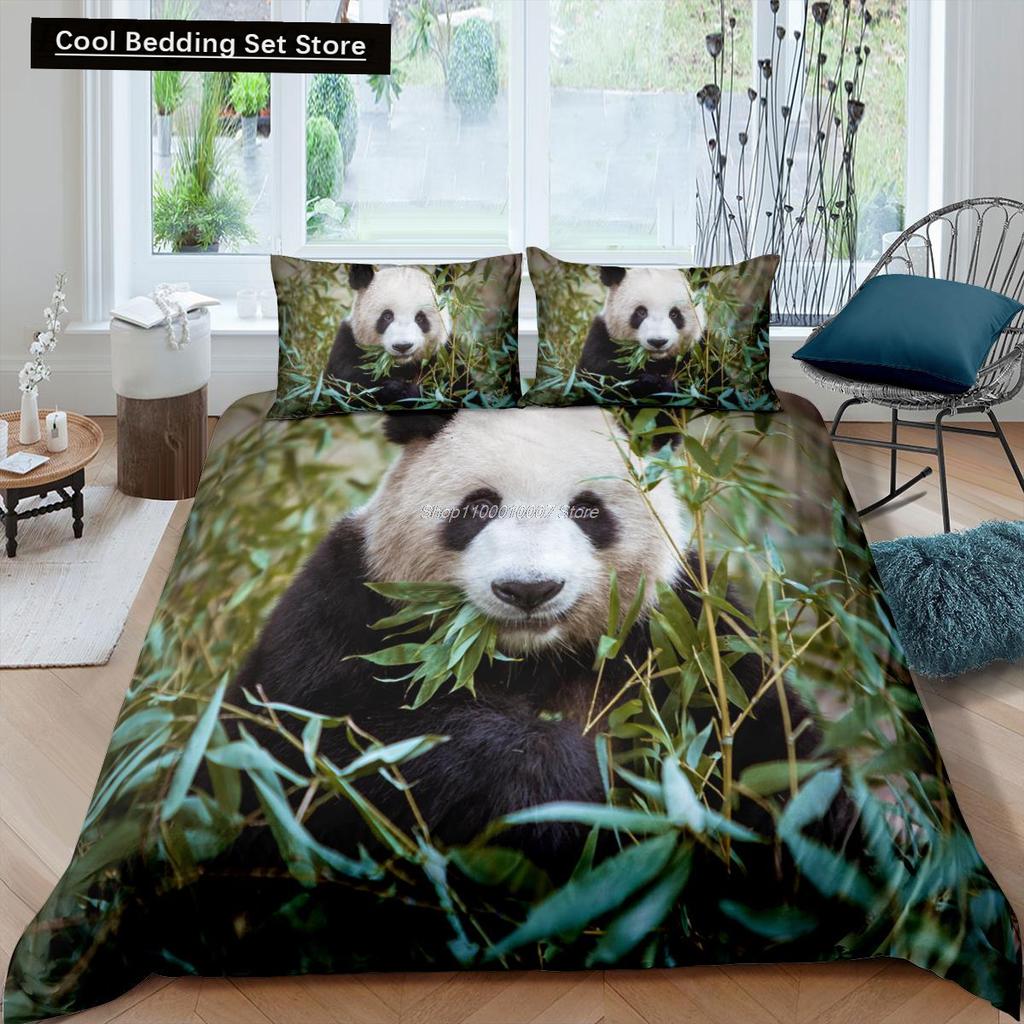 3D Panda Bedding Set Lovely China Black White Animal Duvet Cover King Queen Bamboo Comforter Cover 2/3pcs Polyester Quilt Cover