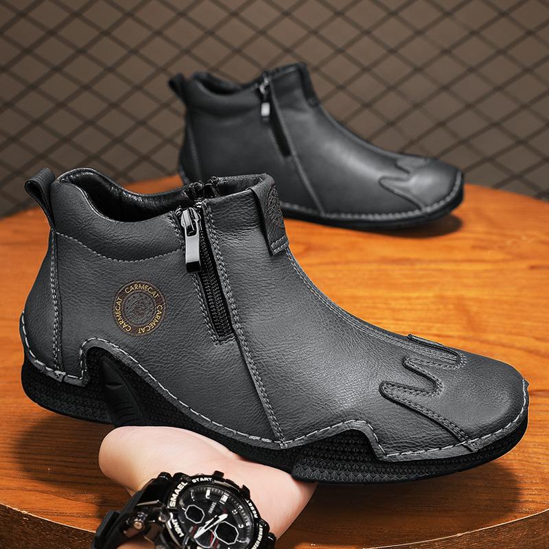 Мужские высокие кожаные ботинки, повседневные кроссовки, зимняя плюшевая обувь, сноубутсы 39-46