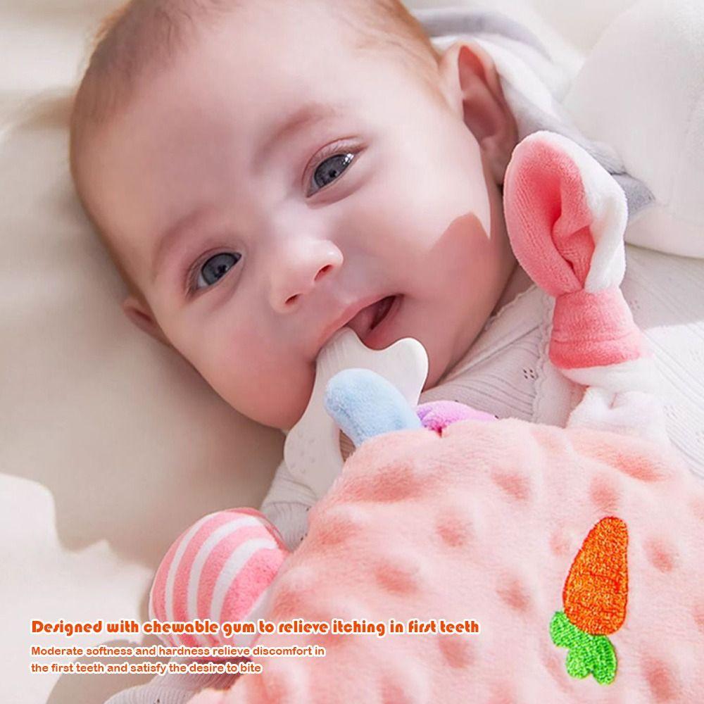 With Teether Baby Soothers Toys Cute Animal Plush Stuffed Doll Fun Soothing Pillow for Infant