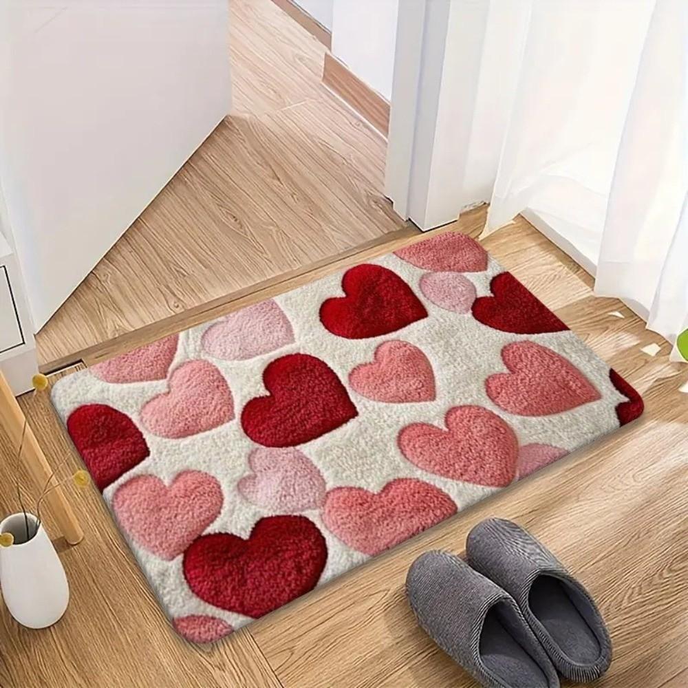 Flower Letter Absorbent Mat Love Heart Door Mat Creative Bathroom Mat  Wet Areas
