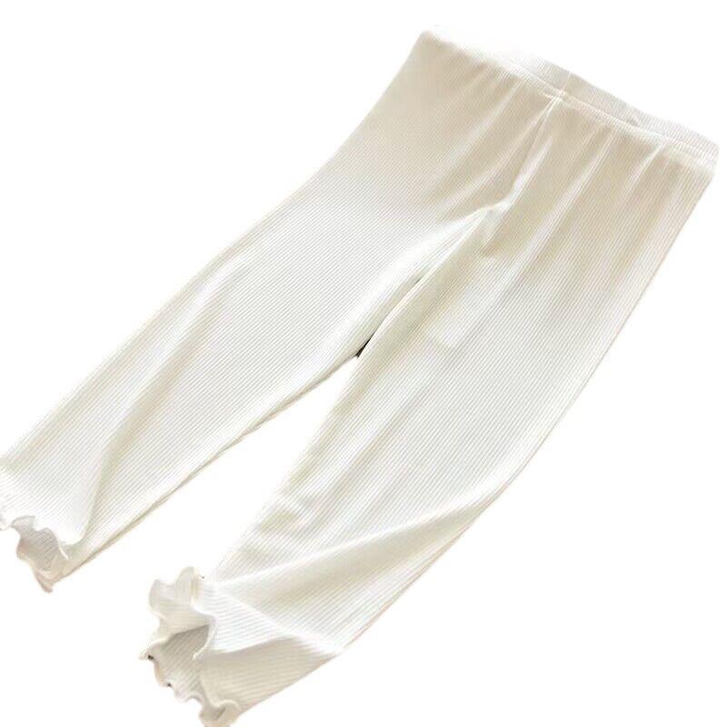 Girls Ice Silk Thin Summer Casual Pants Korean Solid Wearable Leggings Trendy and Versatile