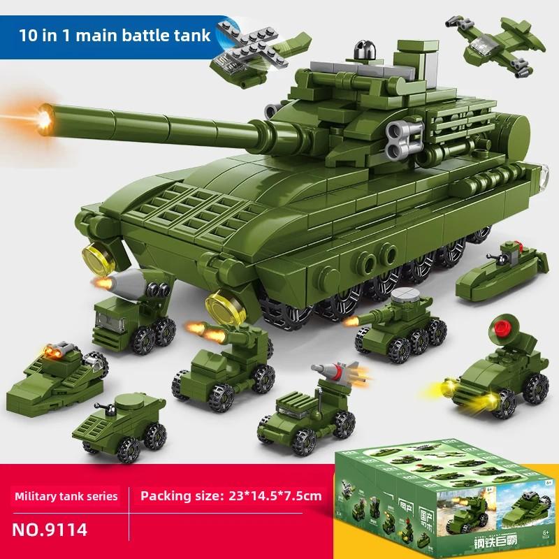 Полицейские строительные блоки 10 в 1 Полицейская машина Самолет Танк Военный корабль Пожарная машина Инженерная машина Робот Мальчик Игрушка Детский подарок