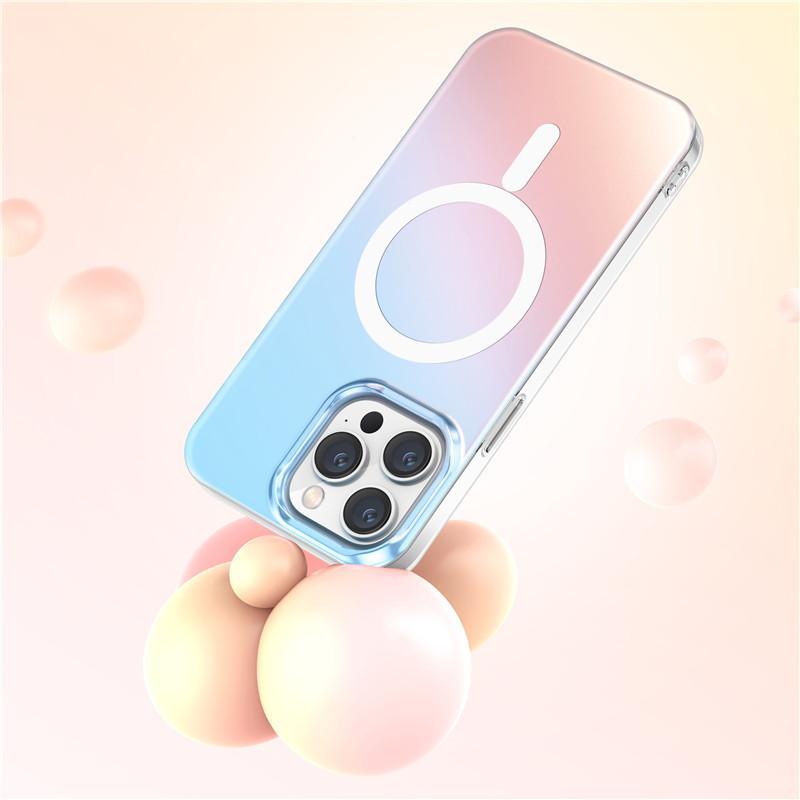 For iPhone 16 Pro Case Compatible with MagSafe Laser Gradient Effect TPU+PC Phone Cover