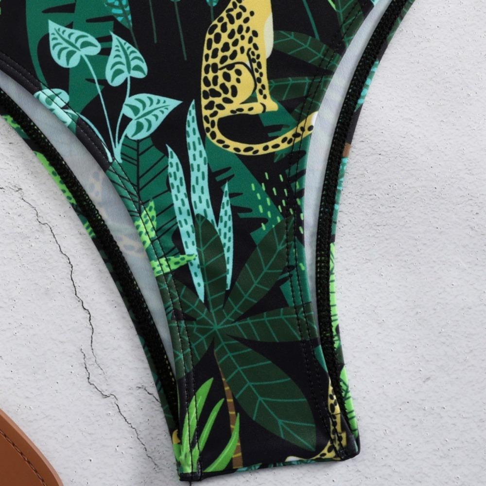 Европейский и американский цельный купальник бикини с застежкой-молнией, узкий принт, сексуальный купальник с длинными рукавами