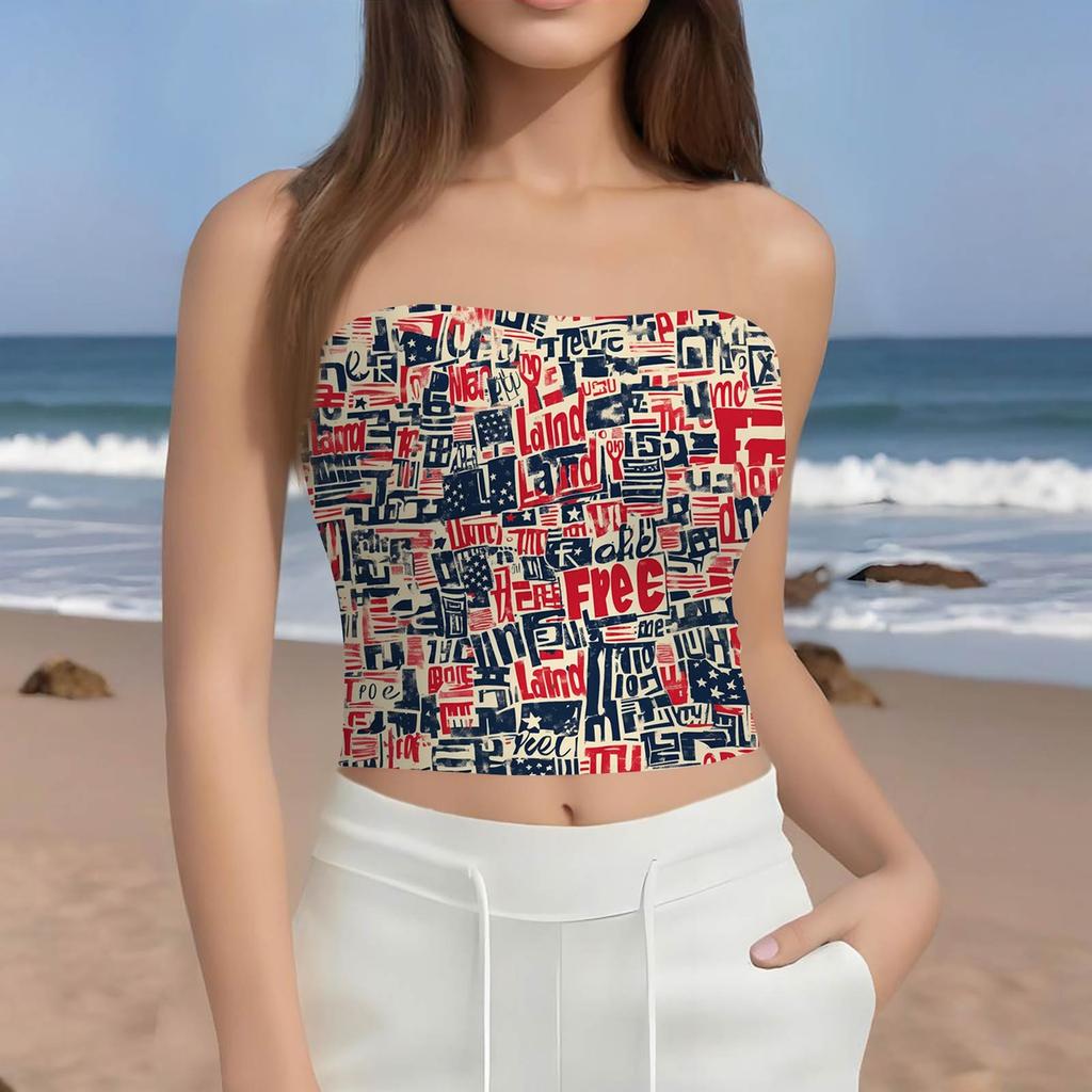 Crop Tops For Women Sexy Cami Tank Summer Tube Sleeveless Printed Camisole Shirt Vest