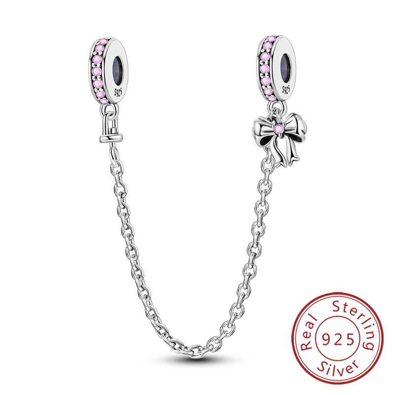 New Original Safety Chain Clasp Clip Charm Bead Copper Heart Bow Star Moon Fit Bracelet Diy Woman Girl Jewelry Gift