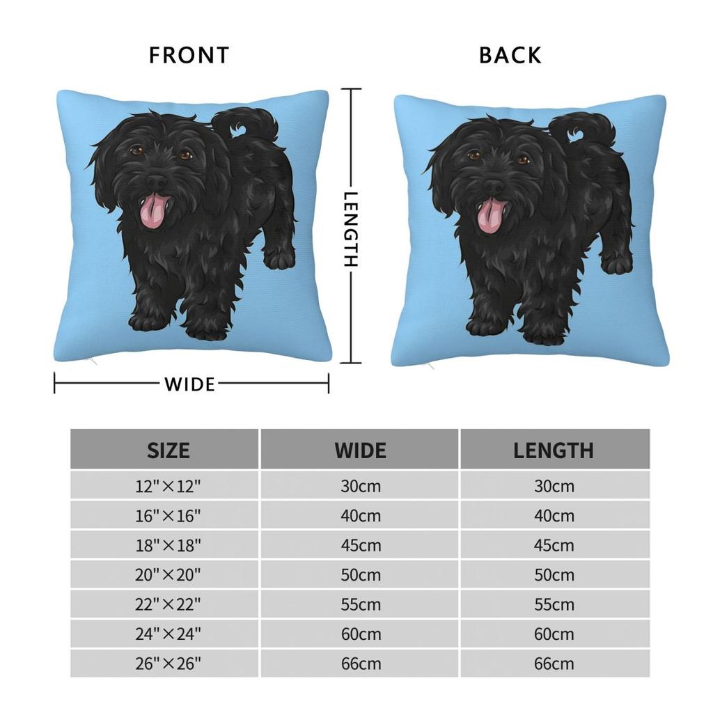 Cute Cavapoo Black Dog Square Pillowcase Polyester Linen Velvet Pattern Zip Decor Throw Pillow Case Room Cushion Cover 45X45